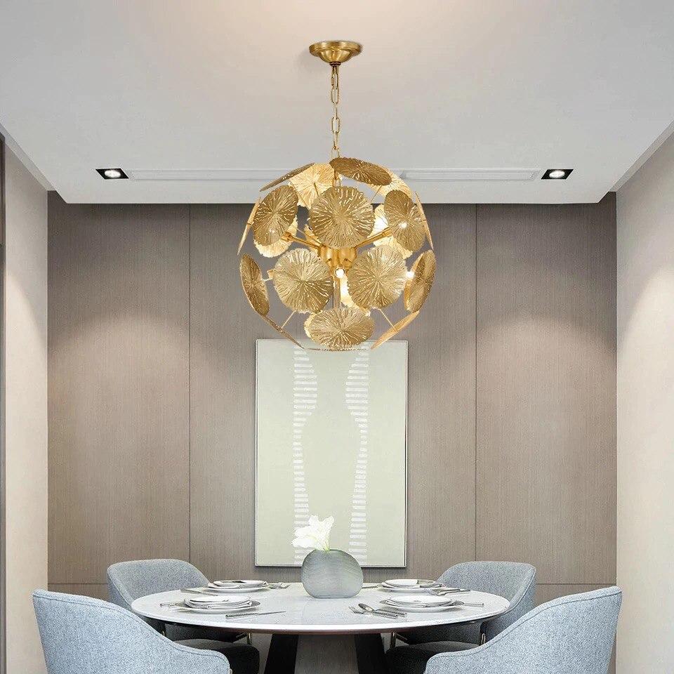 Gold Copper Spherical Chandelier