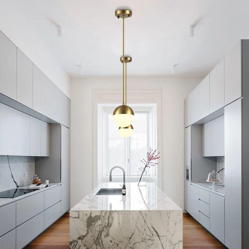 Brass Glass Ball LED Pendant Lights - Image 2