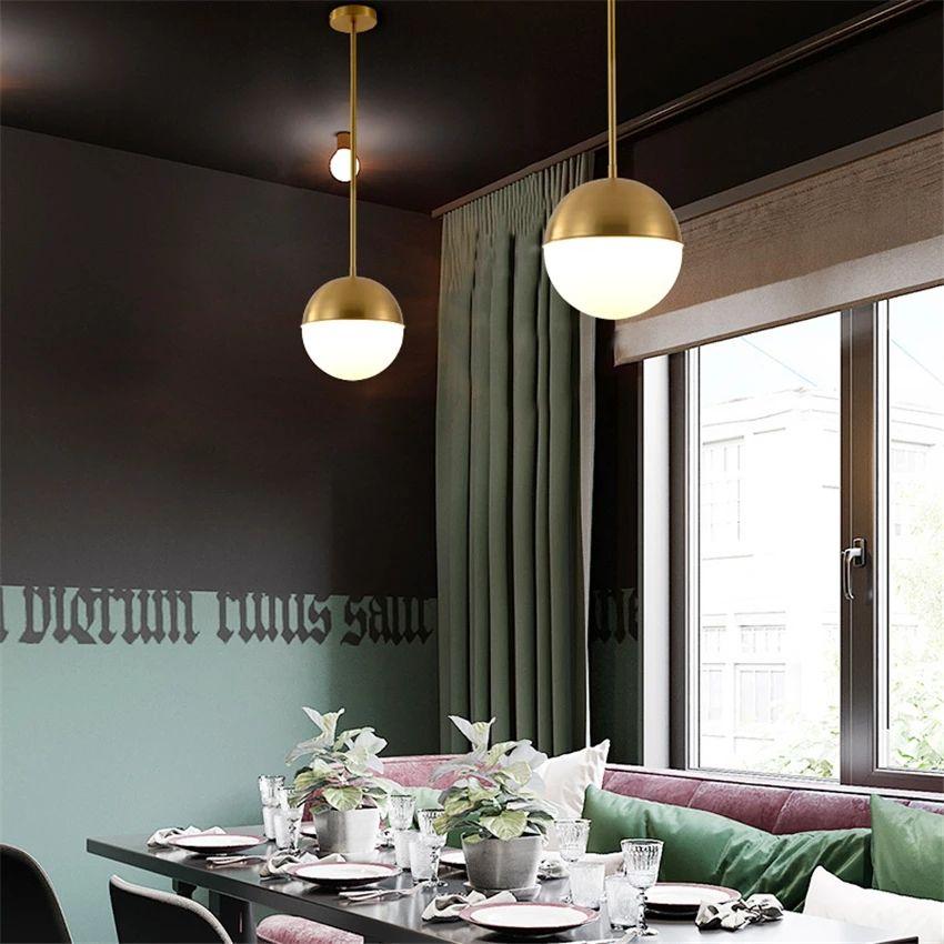 Brass Glass Ball LED Pendant Lights - Image 6