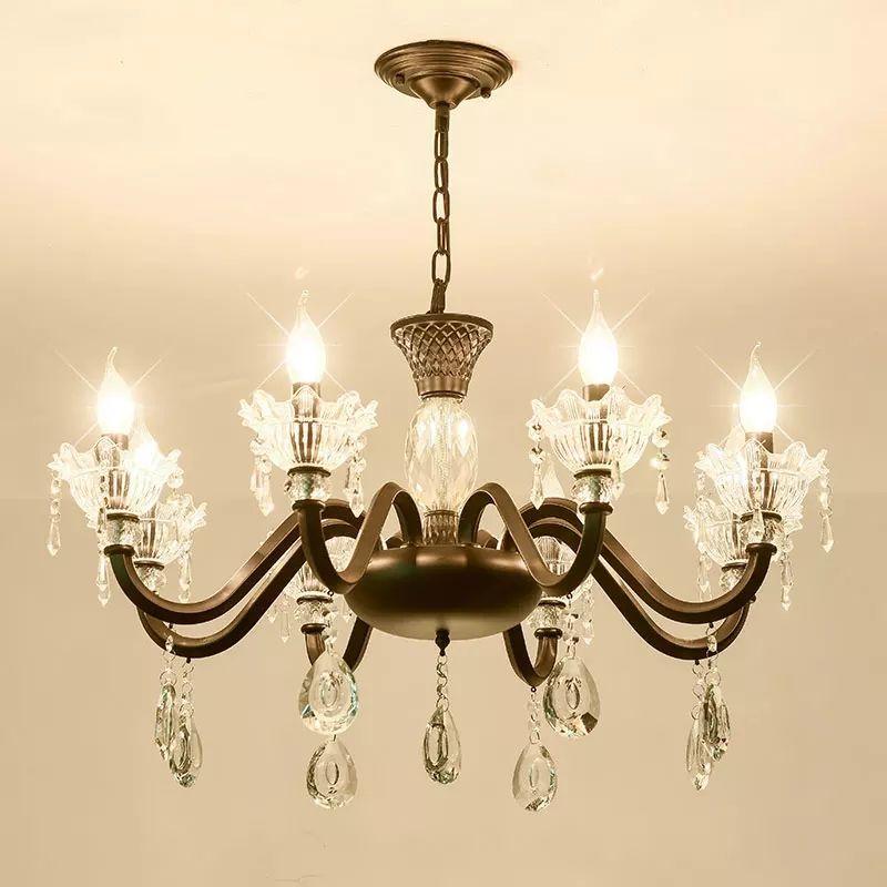 Modern Nordic Vintage Crystal Chandelier Candle Lamp