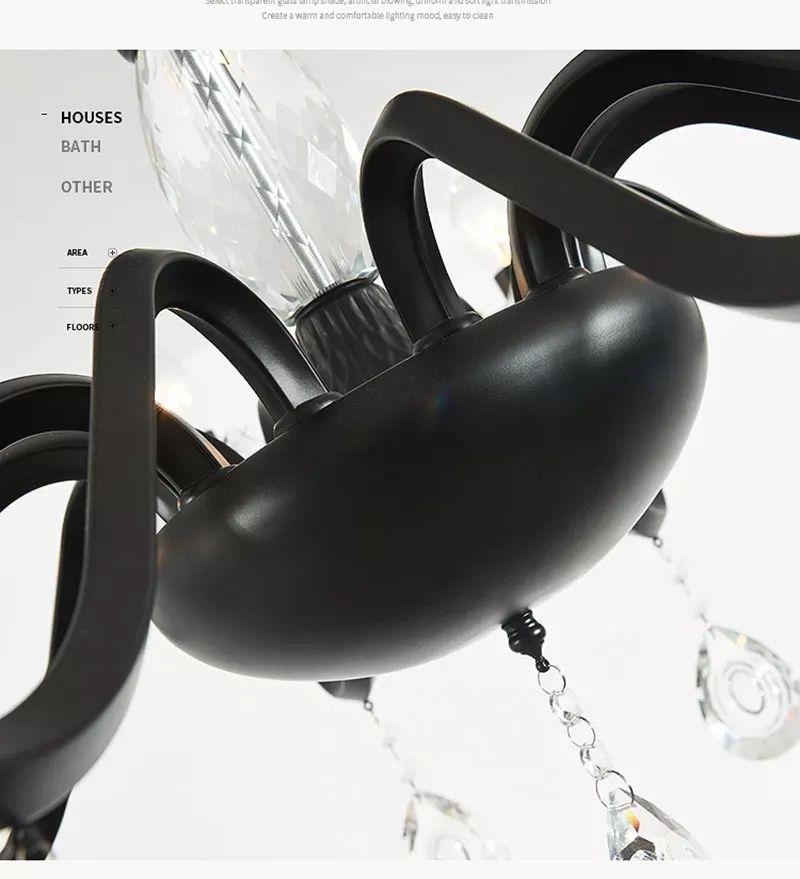 Modern Nordic Vintage Crystal Chandelier Candle Lamp - Image 2