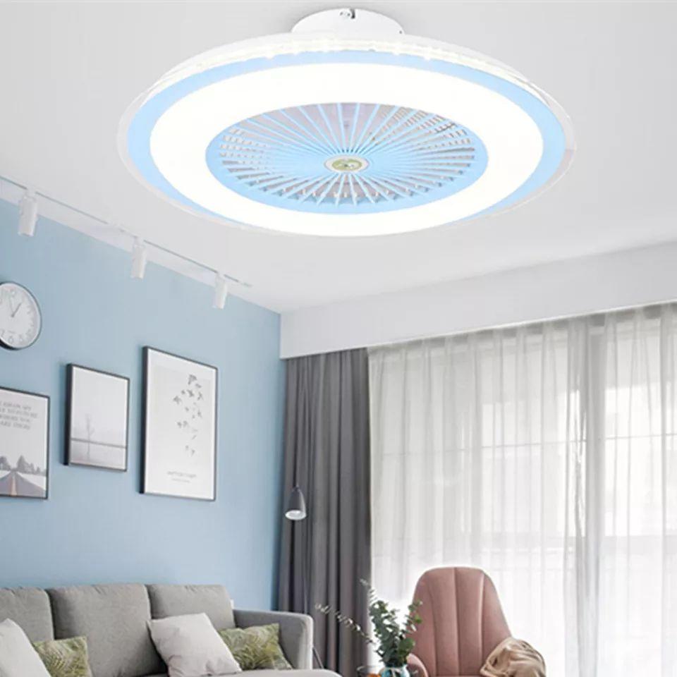 Round Modern Ceiling Fan with Dimmable LED Light - Image 5