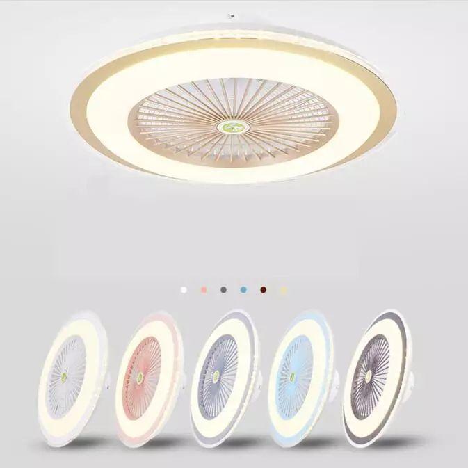 Round Modern Ceiling Fan with Dimmable LED Light - Image 2