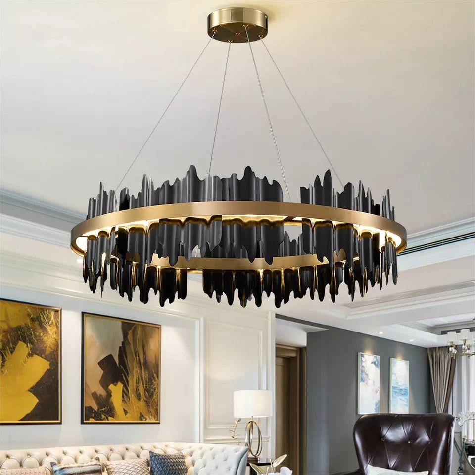 Modern Round Copper Chandelier Light