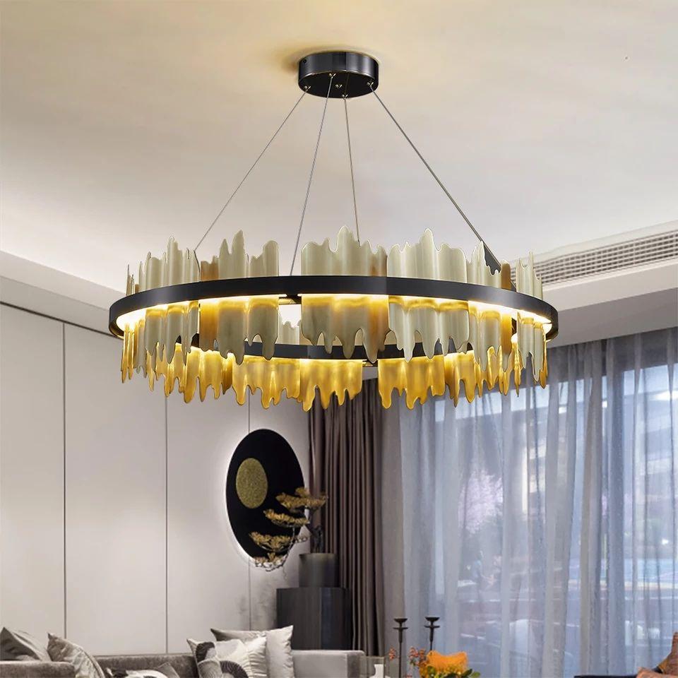 Modern Round Copper Chandelier Light - Image 4