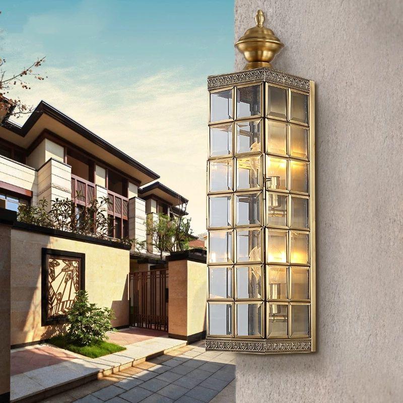 Outdoor European Waterproof Copper Glass Wall Lamp - Image 5