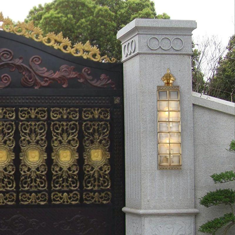 Outdoor European Waterproof Copper Glass Wall Lamp - Image 3