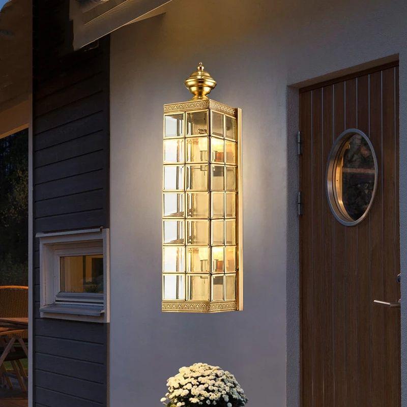 Outdoor European Waterproof Copper Glass Wall Lamp - Image 10