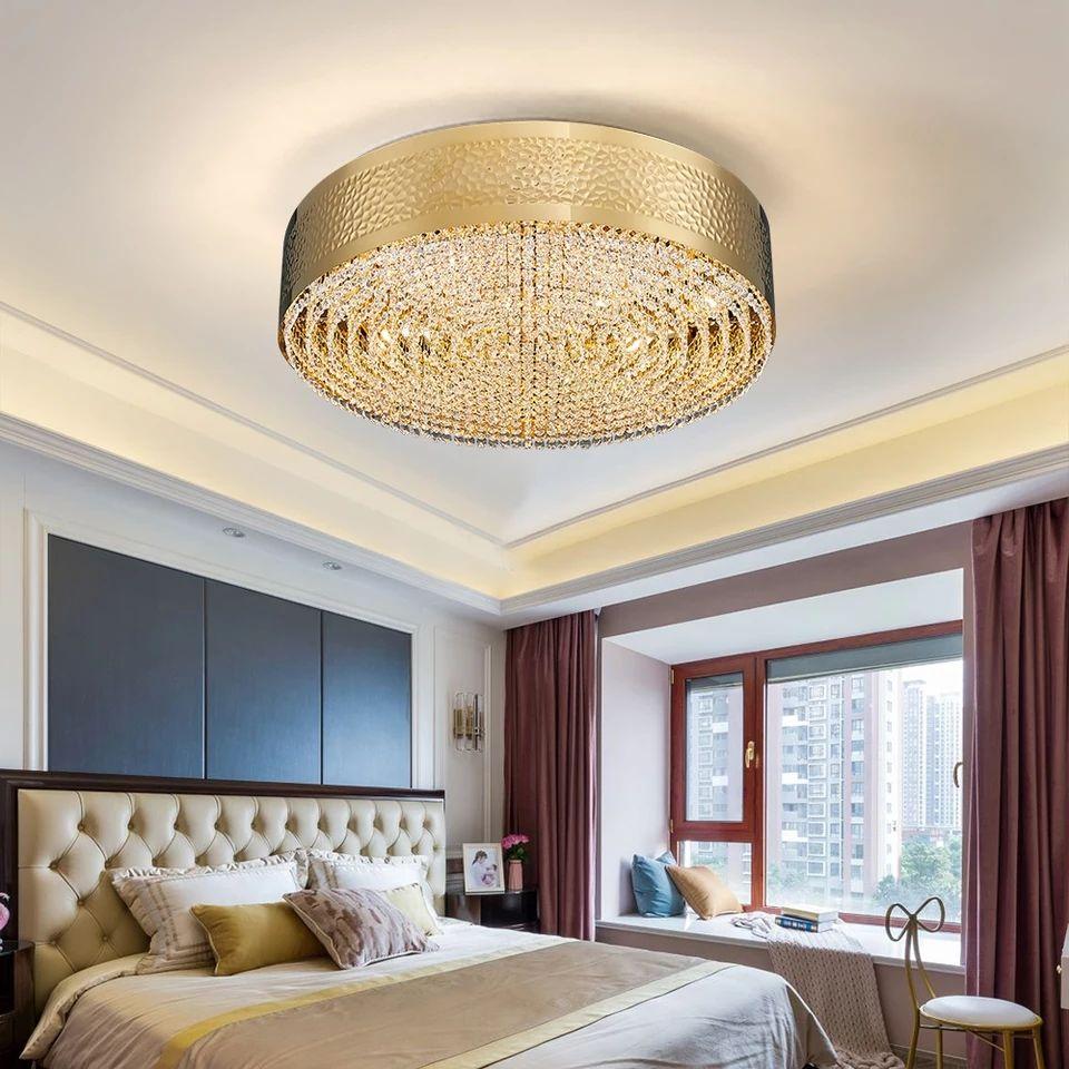 New Modern Round Gold Crystal LED Chandelier - Image 5