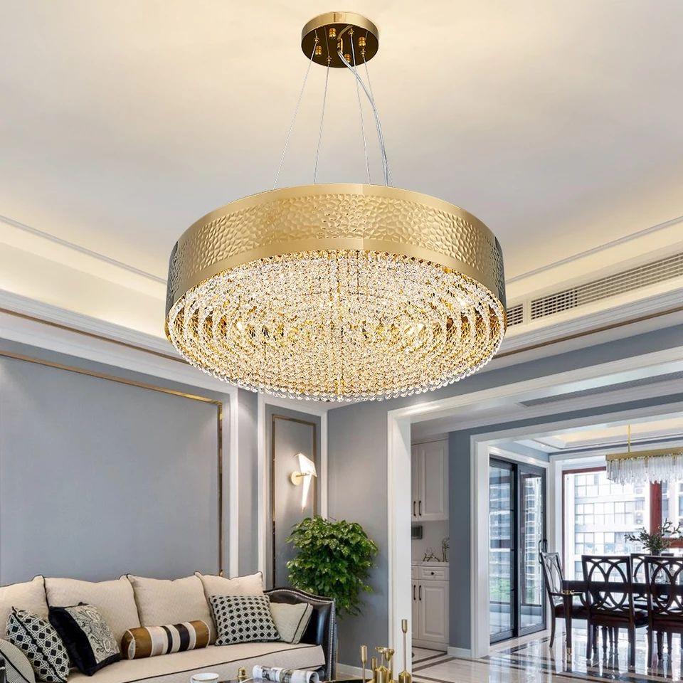 New Modern Round Gold Crystal LED Chandelier