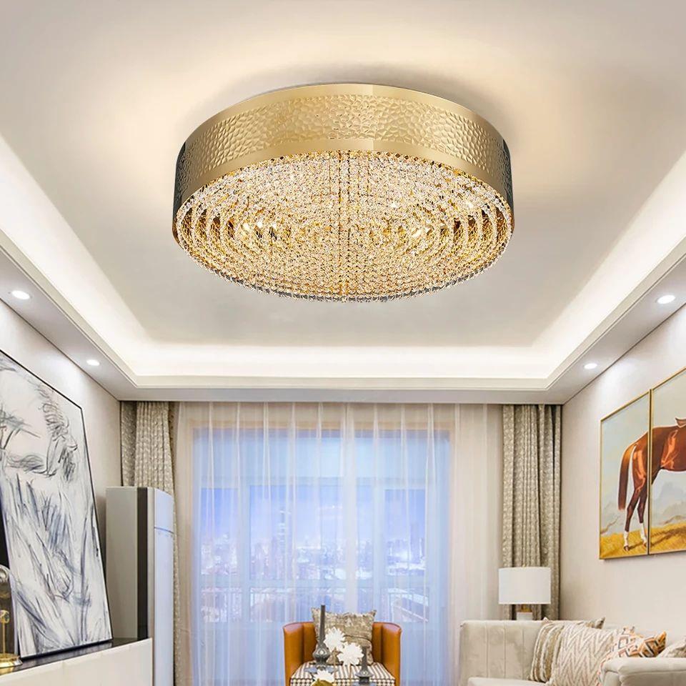 New Modern Round Gold Crystal LED Chandelier - Image 6