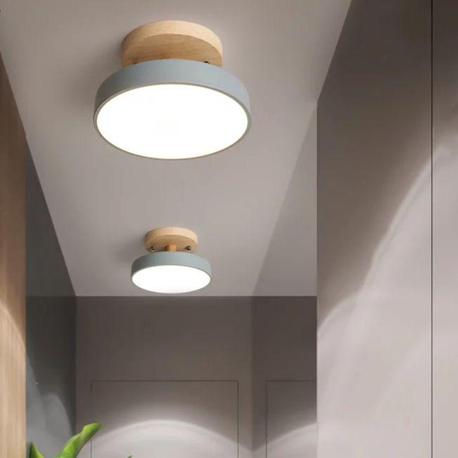 Macaron Modern Round Wooden LED Ceiling Lamp - Image 8
