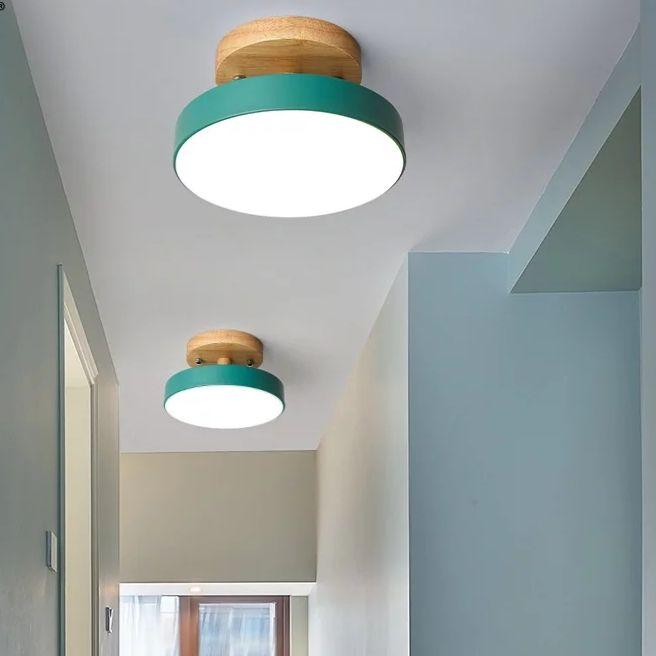 Macaron Modern Round Wooden LED Ceiling Lamp