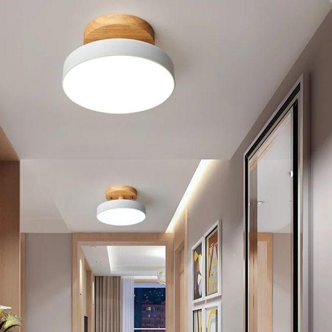 Macaron Modern Round Wooden LED Ceiling Lamp - Image 6