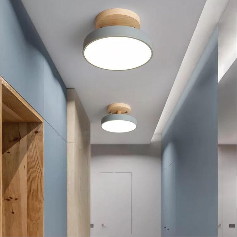 Macaron Modern Round Wooden LED Ceiling Lamp - Image 3