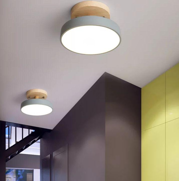 Macaron Modern Round Wooden LED Ceiling Lamp - Image 2