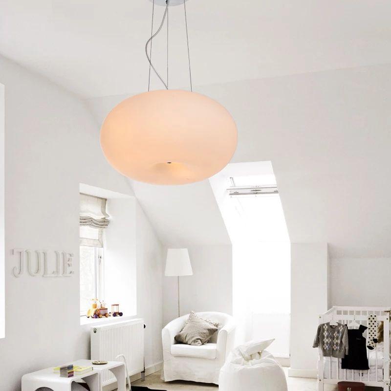 Creative Doughnut-shaped White Glass Pendant Light - Image 3