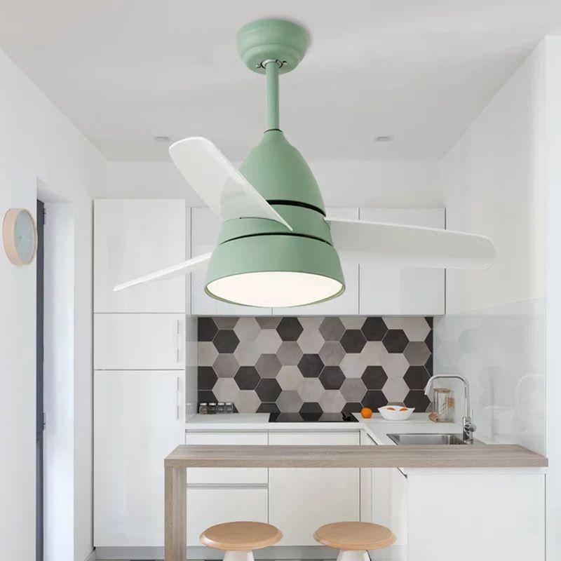 Colorful Modern Nordic Macaron Ceiling Fan Lamp - Image 3
