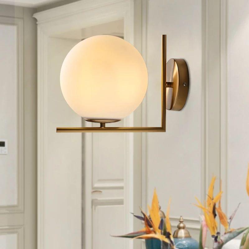 Nordic Metal White Glass Ball-shaped LED Wall Light - Image 7