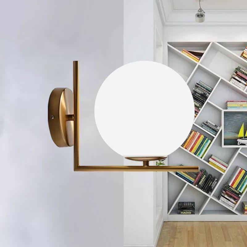 Nordic Metal White Glass Ball-shaped LED Wall Light - Image 6