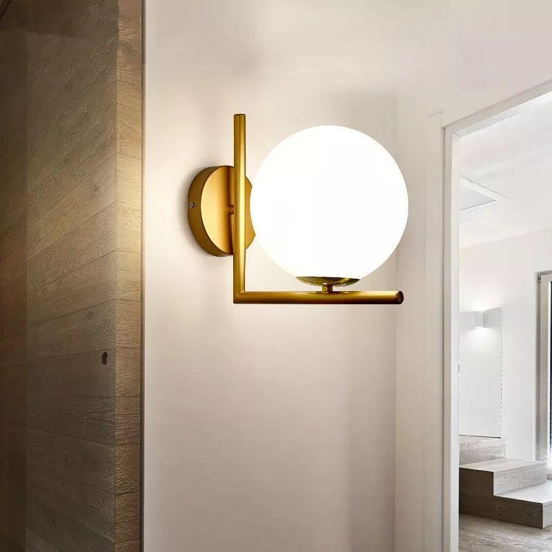 Nordic Metal White Glass Ball-shaped LED Wall Light