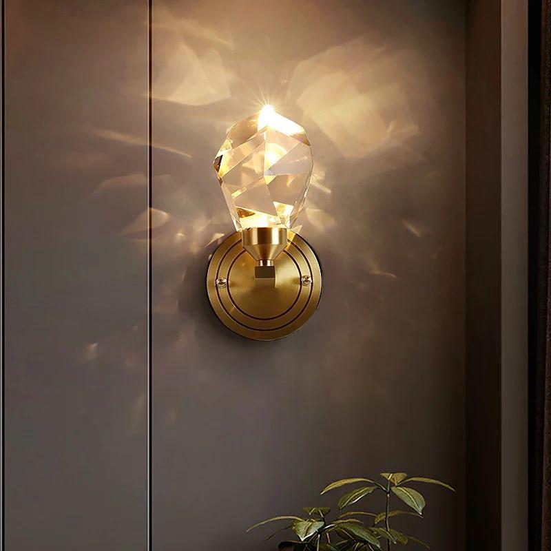Modern Copper Large Crystal Wall Lamp