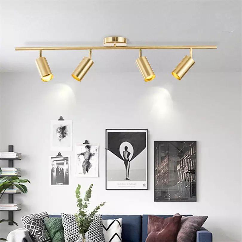 Nordic Acrylic Gold Rotatable LED Copper Ceiling Lamp - Image 5