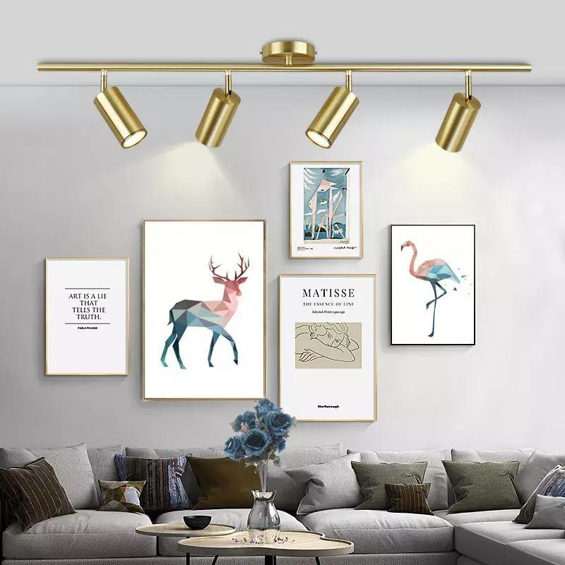 Nordic Acrylic Gold Rotatable LED Copper Ceiling Lamp - Image 3
