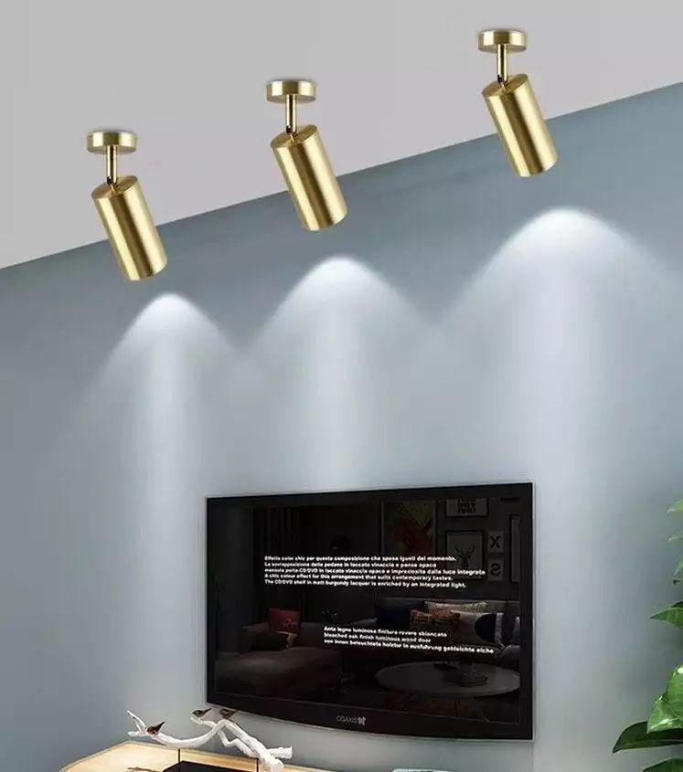 Nordic Acrylic Gold Rotatable LED Copper Ceiling Lamp - Image 2