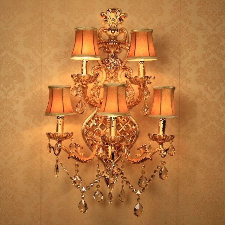 Vintage Gold Crystal Wall Light - Image 5