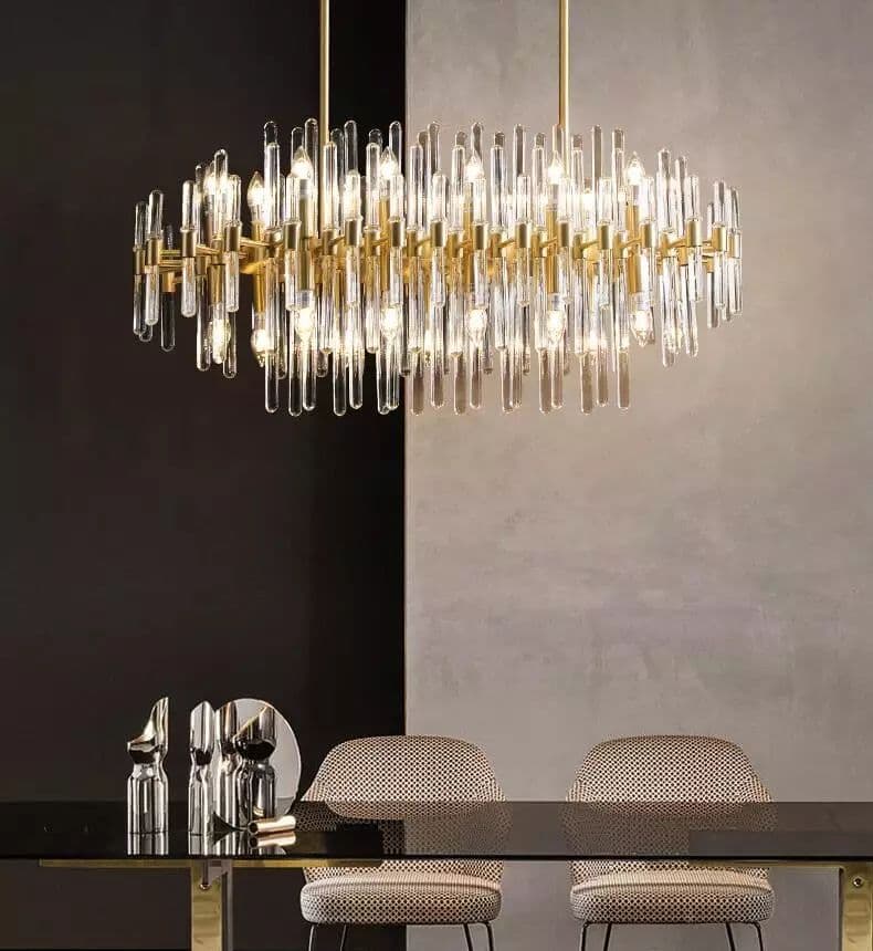 Rectangular Crystal Copper Chandelier LED Light - Image 3