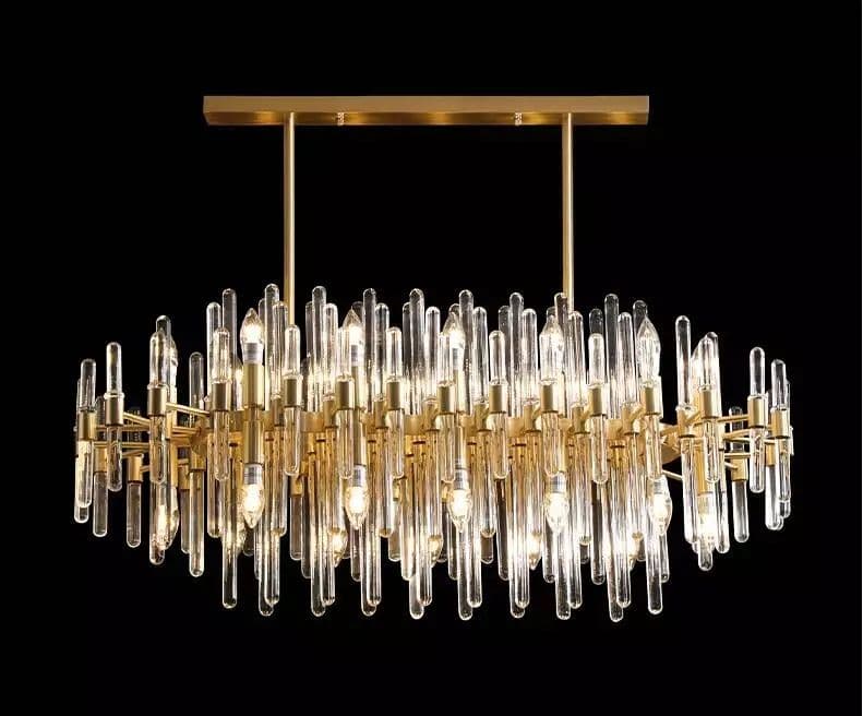 Rectangular Crystal Copper Chandelier LED Light - Image 4
