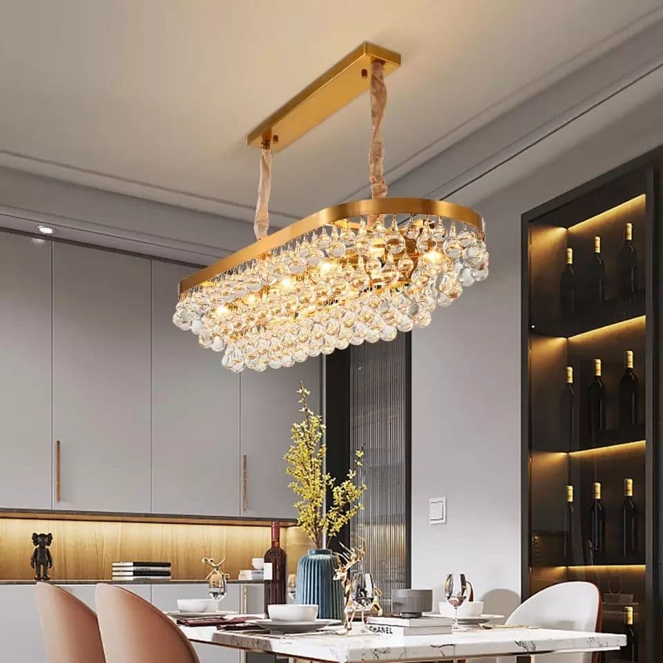 Modern Rectangular Gold Crystal Chandelier Light - Image 6