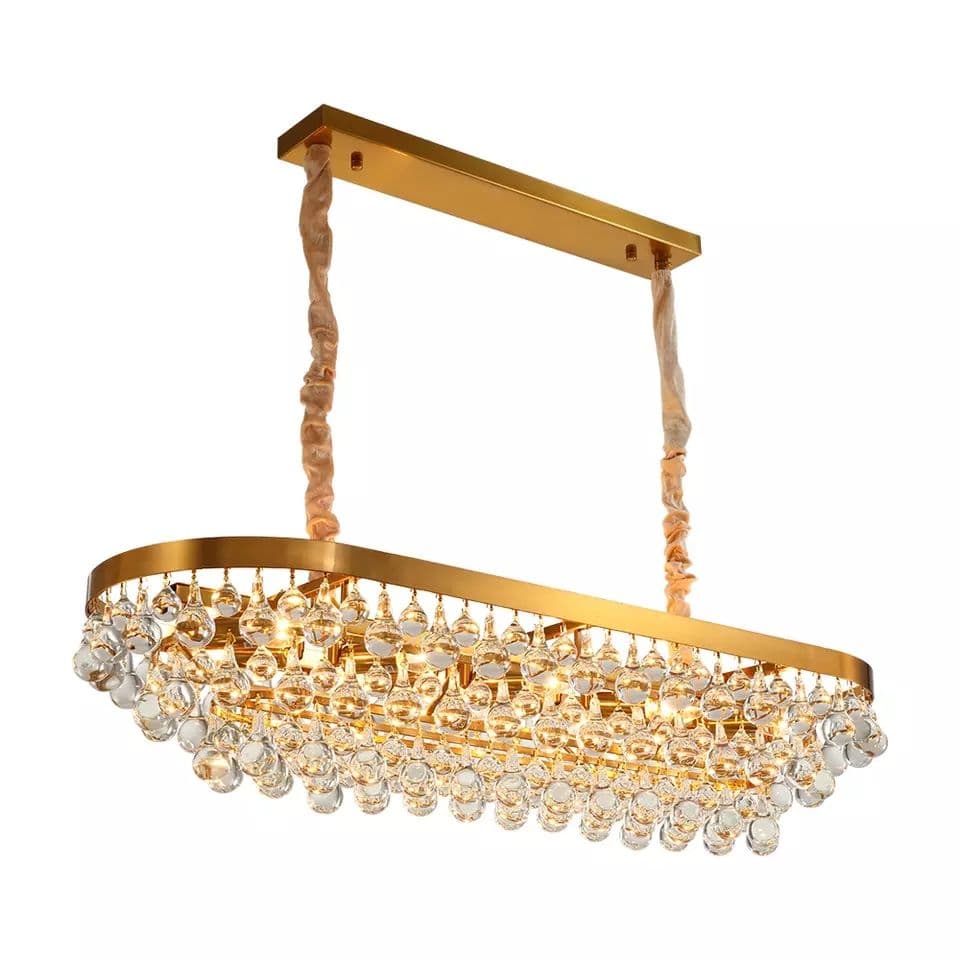 Modern Rectangular Gold Crystal Chandelier Light - Image 4