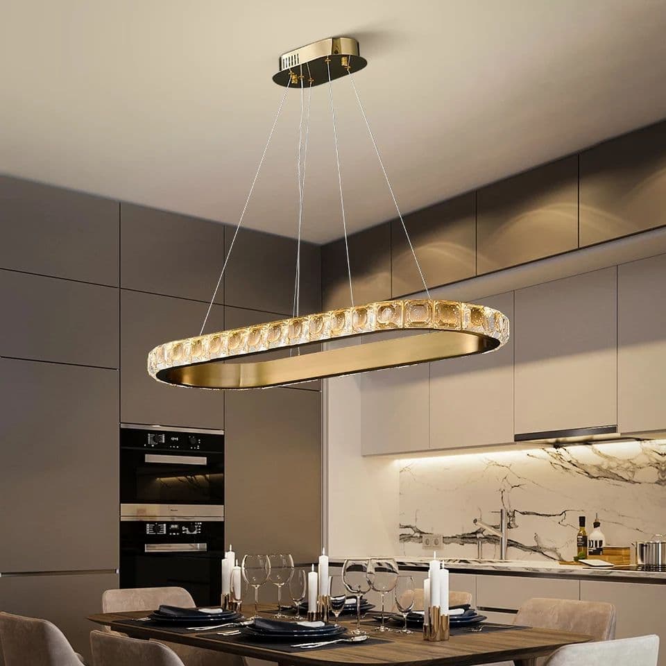 Oval design Gold crystal Pendant Lamp