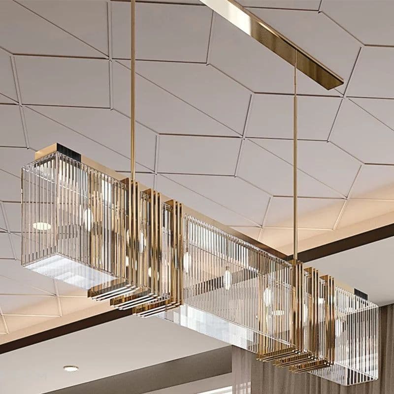 Long And Short Rectangular Gold chandelier Lamp