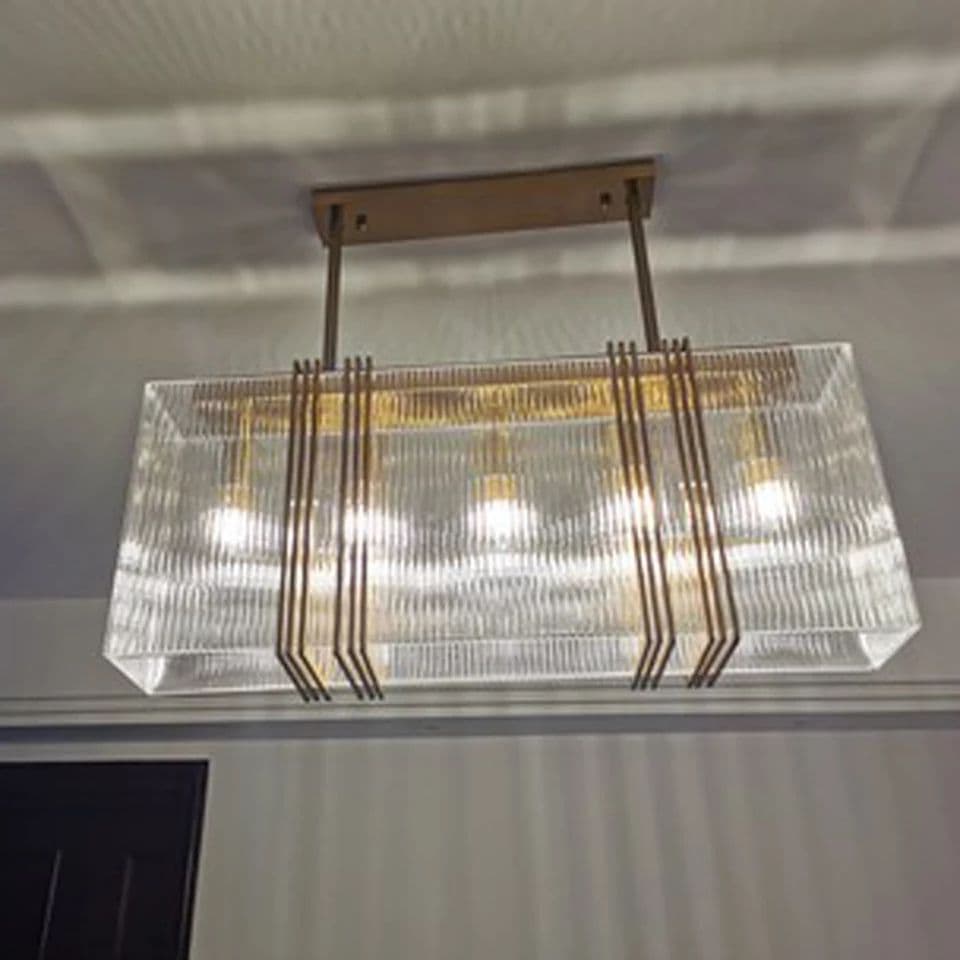 Long And Short Rectangular Gold chandelier Lamp - Image 4