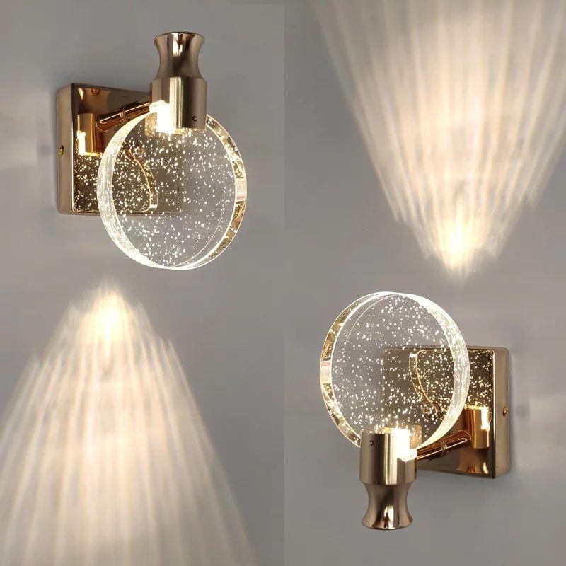 Round Simple Bedroom Crystal Wall Lamp - Image 10