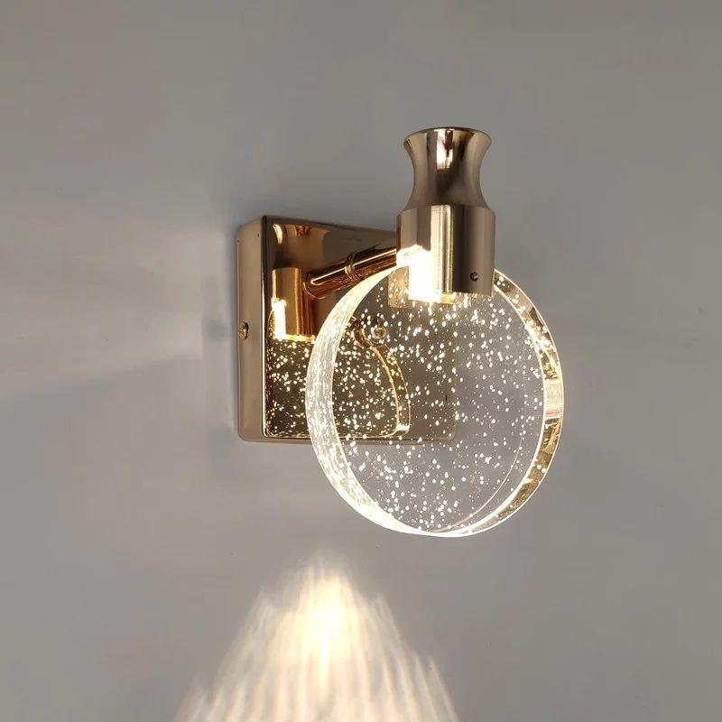 Round Simple Bedroom Crystal Wall Lamp - Image 9