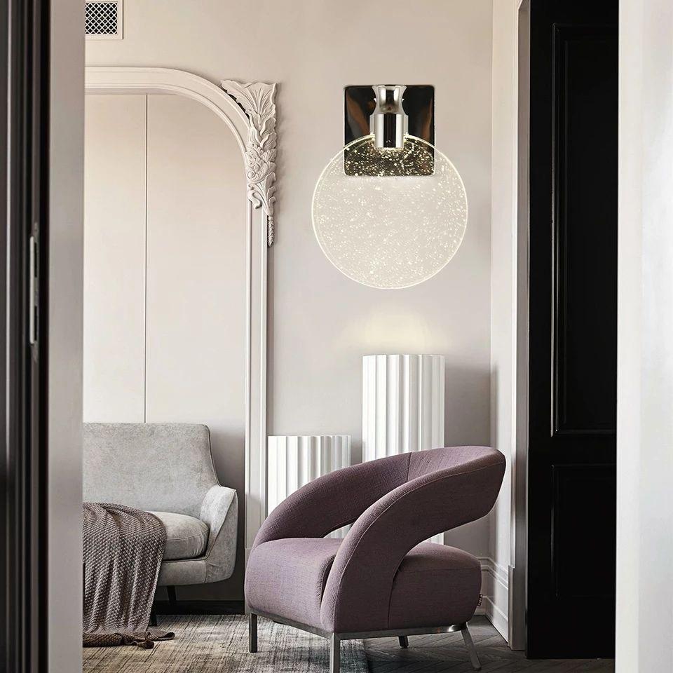 Round Simple Bedroom Crystal Wall Lamp - Image 4