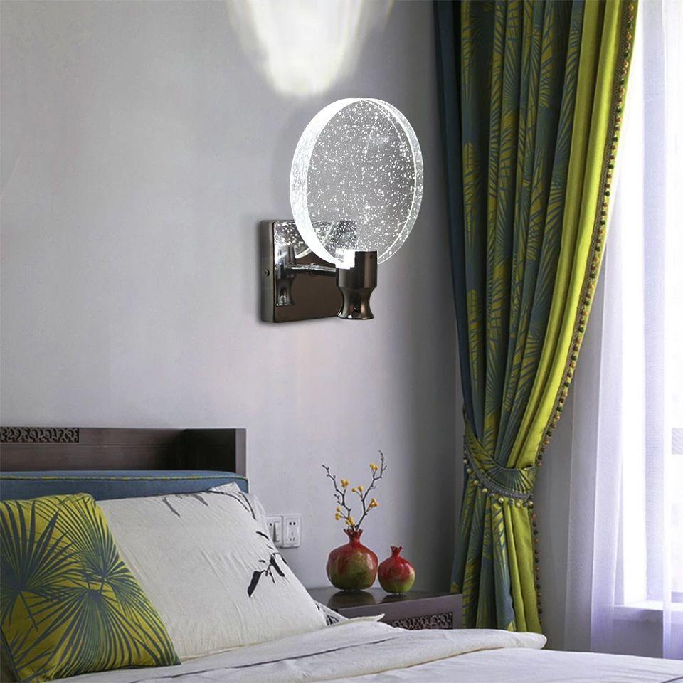 Round Simple Bedroom Crystal Wall Lamp - Image 2