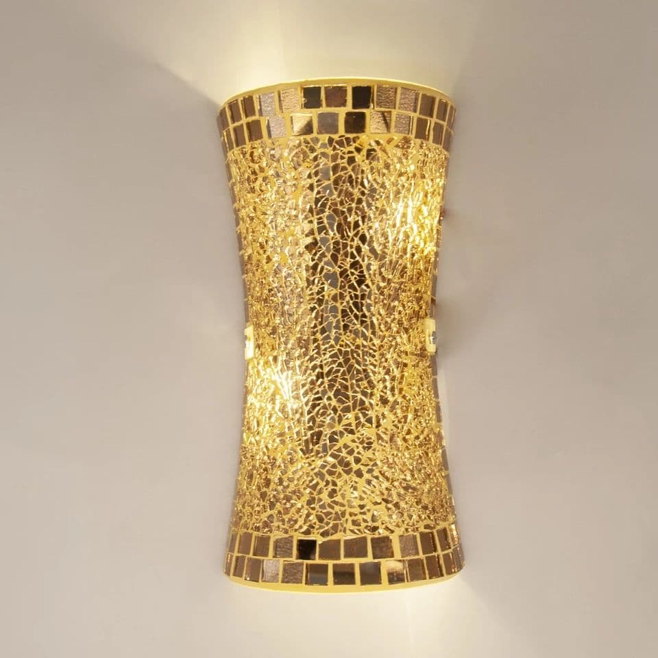 Vintage Handcraft Gold Glass Wall Light - Image 2