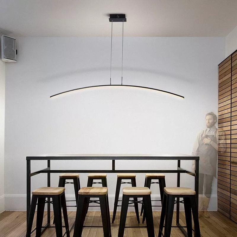 Long Curved Modern LED Pendant Light
