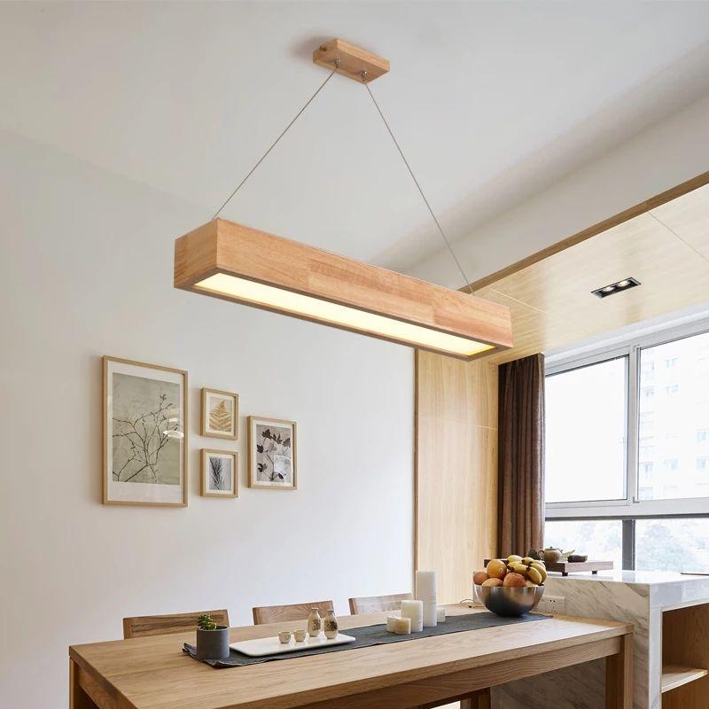 Wooden Acrylic Cuboid LED Pendant Lamp