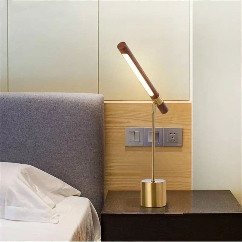 Nordic Minimalist Wood Grain Copper Led Table Lights - Image 4