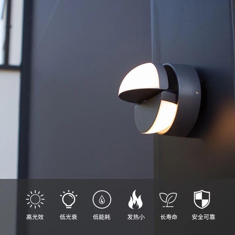 Round Double Rotatable Head Outdoor LED Wall Lamp - Image 4