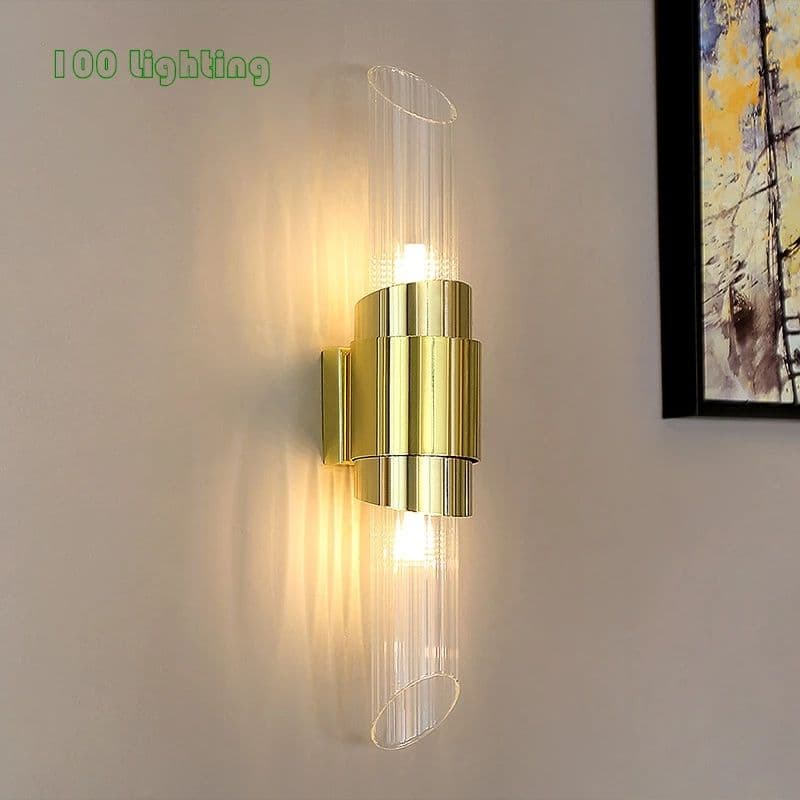 Modern Glass Gold Metal LED Wall Lamp
