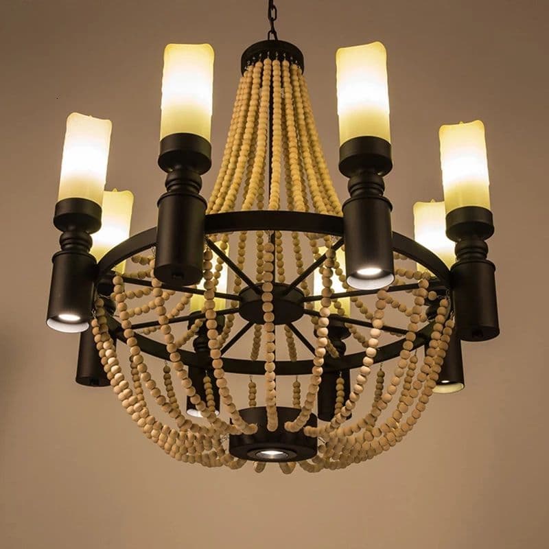 Modern Wooden Beads Pendant Light